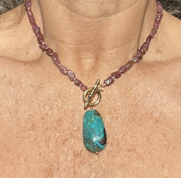 Chrysacola, ruby, necklace, Amy Weber