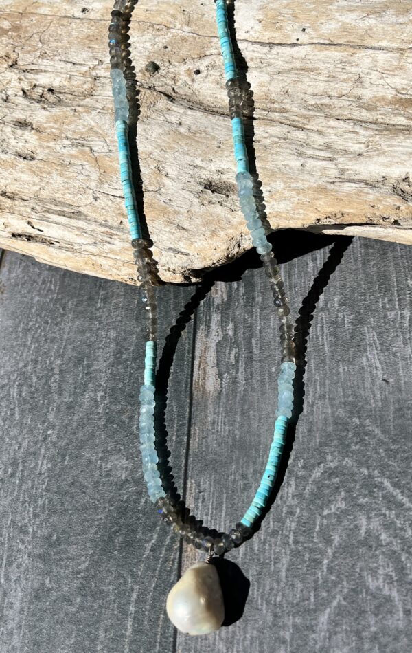 aquamarine, labradorite, turquoise, necklace, Amy Weber