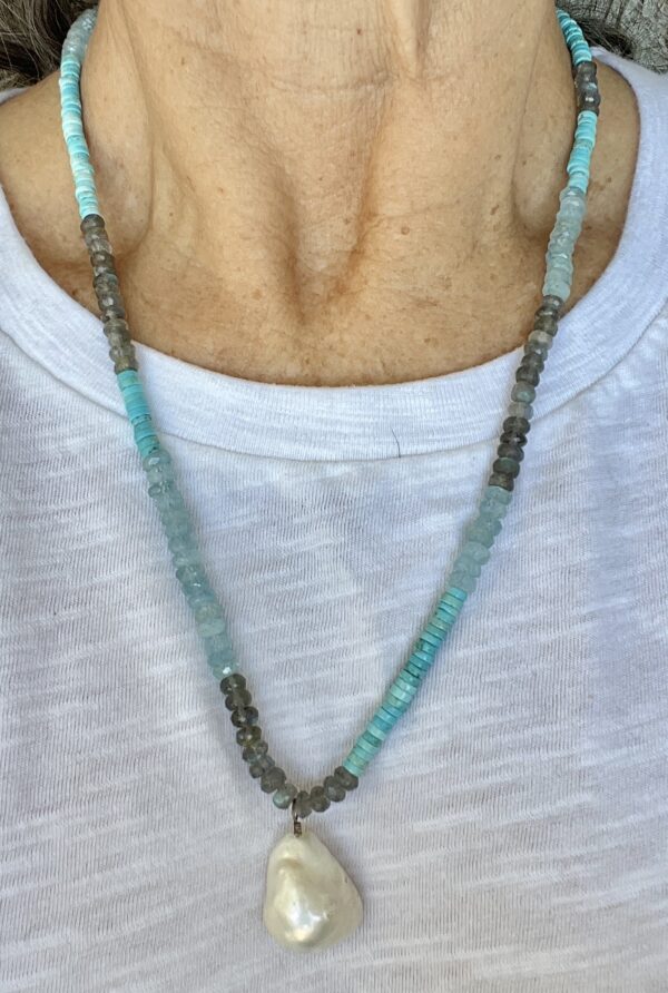 aquamarine, labradorite, turquoise, necklace, Amy Weber