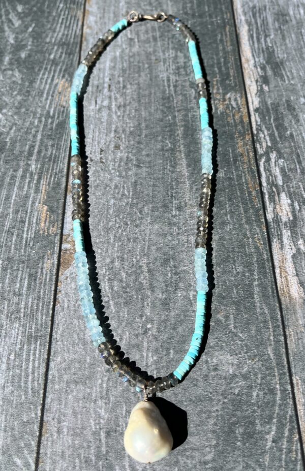 aquamarine, labradorite, turquoise, necklace, Amy Weber