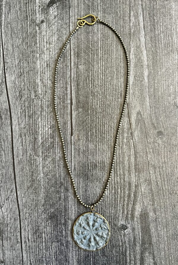 Buddha, pyrite, necklace, Amy Weber