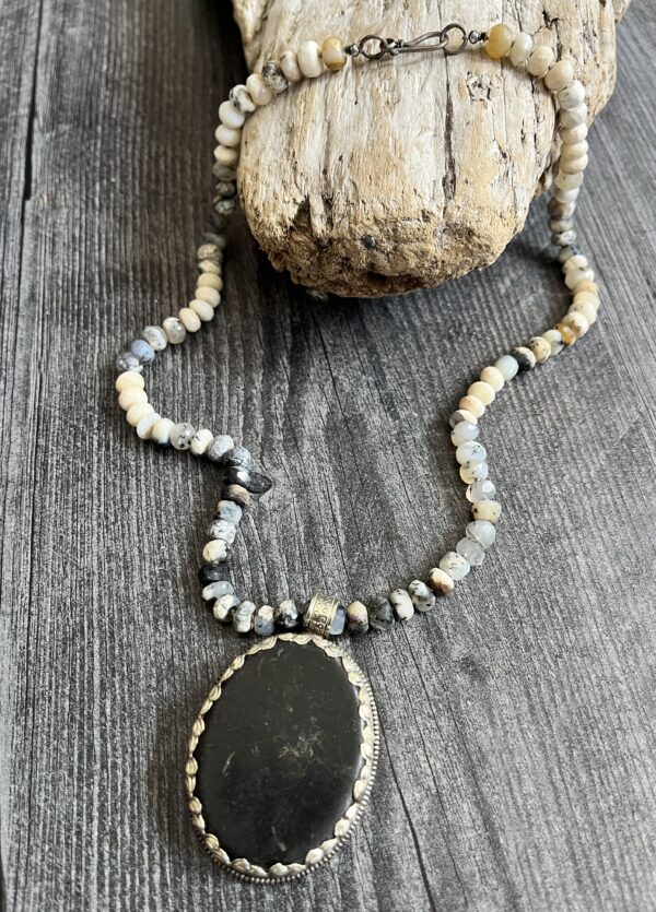 black onyx, opal, necklace, Amy Weber