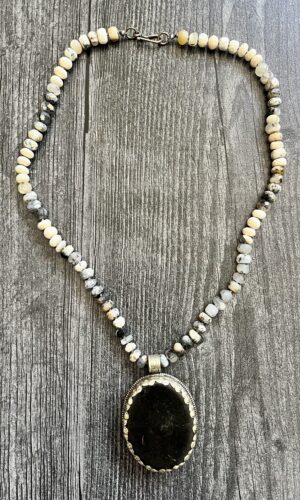 black onyx, opal, necklace, Amy Weber