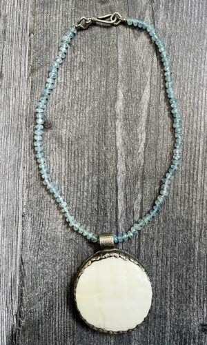 aquamarine/shell, necklace, Amy Weber