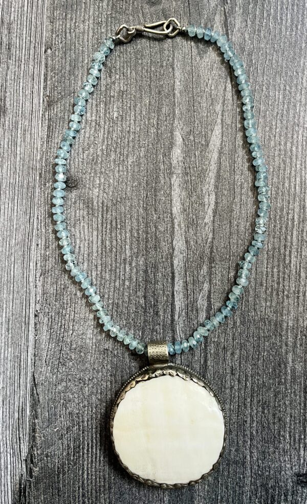 aquamarine/shell, necklace, Amy Weber