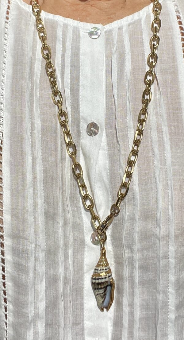 18k gold, shell, necklace, Amy Weber